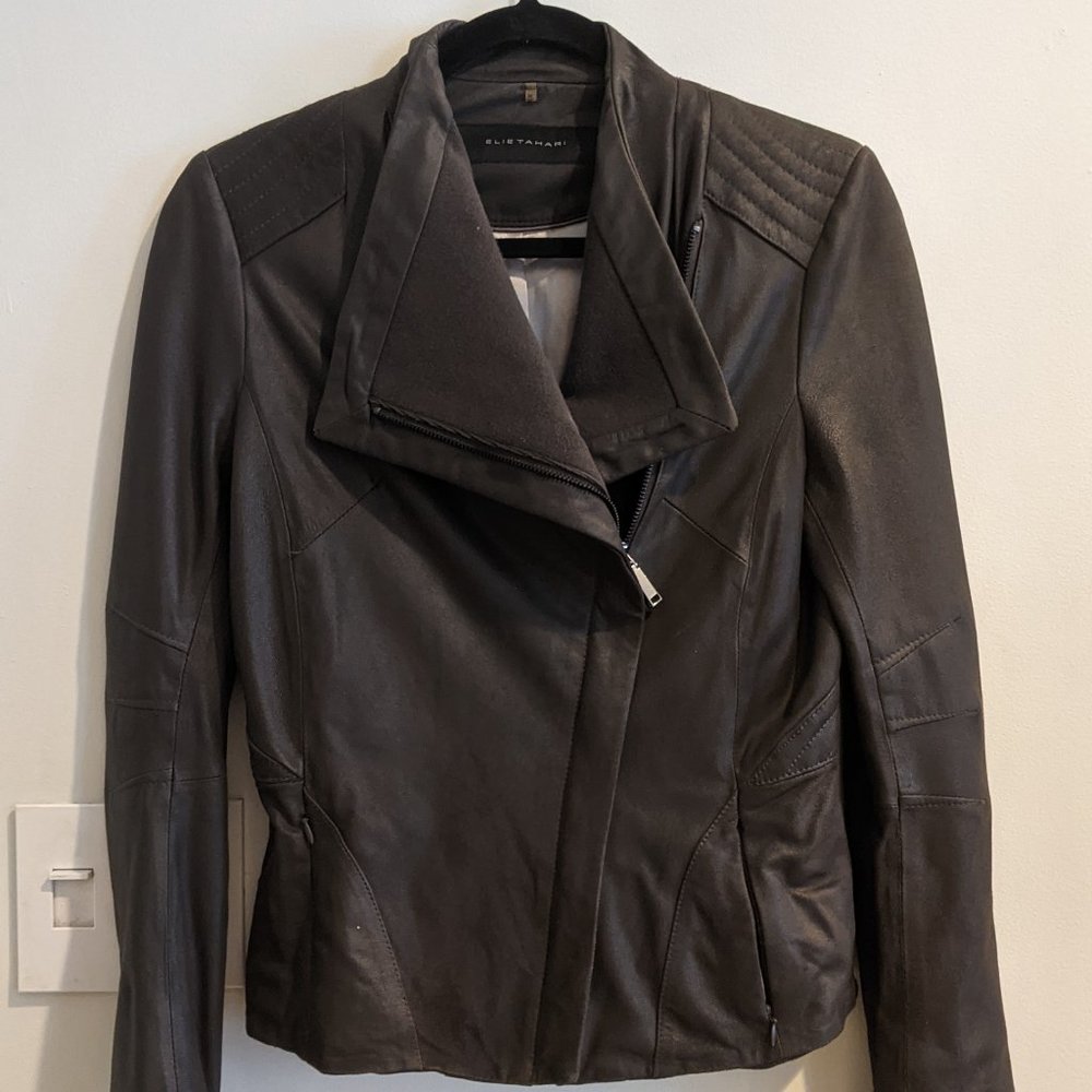 ⛔ SOLD ⛔ Elie Tahari Moto Leather Jacket - Picture 2 of 7
